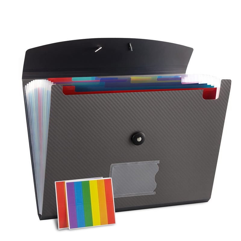 Nicfaec Expanding File Folder, 13 Pockets, Grey, Polypropylene - Image 1
